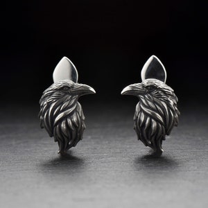 Oxidized Sterling Silver Crow Earrings: Gothic Raven Jewelry