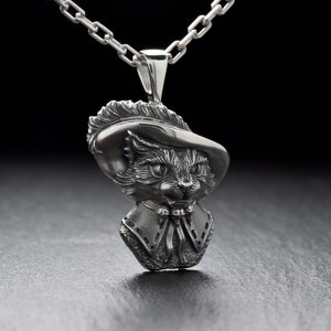 スターリングシルバーのマスケット銃士猫ペンダント、ペットネックレス、猫トーテムペンダント、猫好きへのギフト、動物ジュエリー、動物好きのペンダント、ギフトアイデア