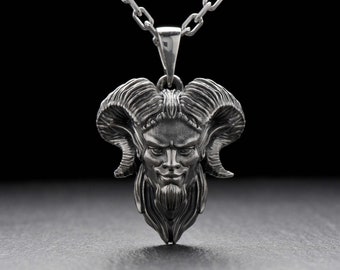 Sterling Silver Pendant Faun, Faun Necklace, Greek Mythology Lovers Gift, Handmade Necklace, Faun Pendant, Greek Mythology Jewelry