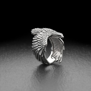 Sterling Silver Ring Eagle, Eagle Jewelry, Handmade Animal Ring, Silver Animal Jewelry, Eagle Lovers Gift, Bird Ring, Bird Lovers Gift
