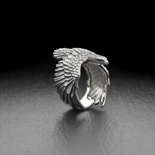 Sterling Silber Ring Adler, Adler Schmuck, handgemachter Tier Ring, Silber Tier Schmuck, Adler Liebhaber Geschenk, Vogel Ring, Vogel Liebhaber Geschenk