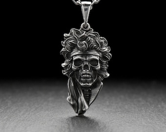Ciondolo a forma di teschio di Jimi Hendrix in argento sterling: gioielli rock & roll