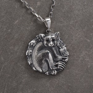 Whimsical Lemur Pendant: Handcrafted Silver Jewelry for Lemur Enthusiasts, Monkey Pendant, Animal Jewelry, Lemur Lovers Gift, Lemur Pendant
