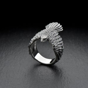 Sterling Silver Ring Falcon, Bird Ring, Handmade Animal Ring, Falcon Lovers Gift, Animal Jewelry, Silver Gift, Bird Lovers Jewelry