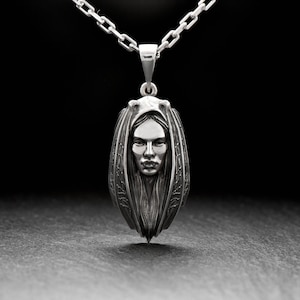 Sterling Silver Lady Vampire Pendant: Handmade Gothic Bat Necklace