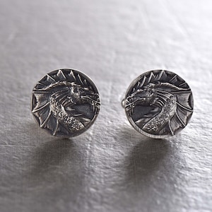 Sterling Silver Dragon Cufflinks, Silver Cufflinks, Dragon Jewelry, Mens cufflinks, Fantasy Lovers Gift, Dragons Lovers Jewelry