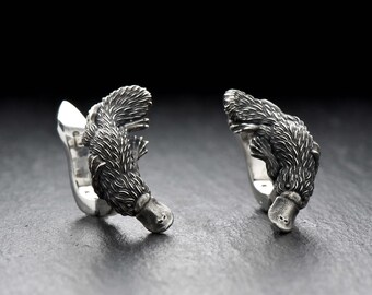 Sterling Silver Earrings Platypuses, Handmade Animal Earrings