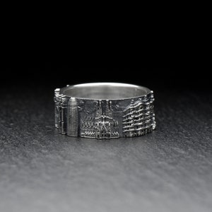 Sterling Silver Barcelona Skyline Ring: Gaudi Architecture Jewelry