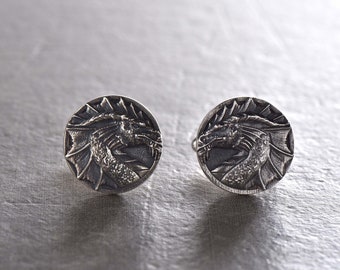 Sterling Silver Dragon Cufflinks, Silver Cufflinks, Dragon Jewelry, Mens cufflinks, Fantasy Lovers Gift, Dragons Lovers Jewelry