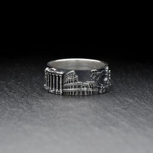 Sterling Silver Ring Rome, Cityscape Ring, Italy City Ring,  Colosseum Rome Ring, Architecture Design Jewelry, Rome Lovers Gift, Gift Idea