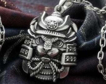 Sterling Silver Samurai Cat Pendant – Japanese Warrior Necklace - Etsy