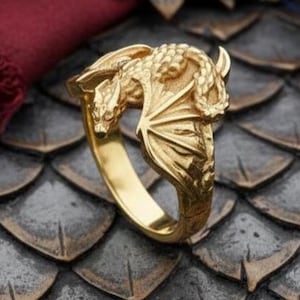 Sterling Silver Soaring Dragon Ring: Handmade Fantasy Jewelry