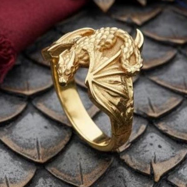 Sterling Silver Soaring Dragon Ring: Handmade Fantasy Jewelry
