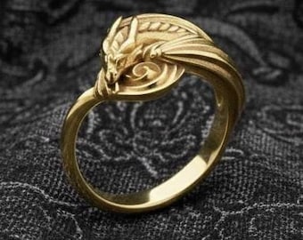 Sterling Silver Dragon Ring: Gothic Fantasy Statement Jewelry
