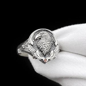 Oxidized Sterling Silver Raven Ring: Gothic Norse Bird Totem