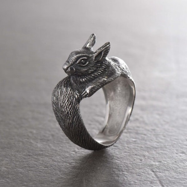 Anello scoiattolo in argento sterling, anello animale, gioielli animali, gioielli scoiattolo, gioielli amanti scoiattolo, regalo per gli amanti degli animali