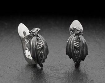 Sterling Silver Dragon Earrings: Handmade Fantasy Jewelry