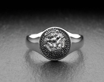 Sterling zilveren egel ring, dierlijke ring, handgemaakte dieren sieraden, egel sieraden, egel liefhebbers sieraden, dierenliefhebbers cadeau
