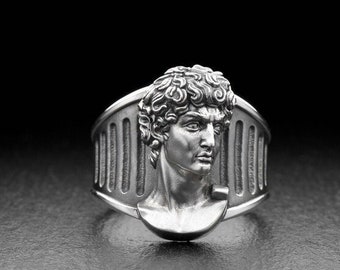 Sterling Silver David Sculpture Ring: Renaissance Art Jewelry