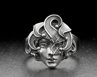 Harlequin Sterling Silver Ring: Theatrical Art Jewelry
