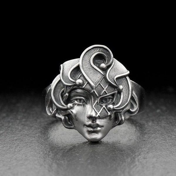 Sterling Silver Ring Harlequin, Fantasy Lovers Gift, Handmade Silver Ring, Harlequin Lovers Gift, Womens Gift, Perfect Gift
