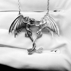 Sterling Silver Dragons Pendant: Handmade Fantasy Necklace