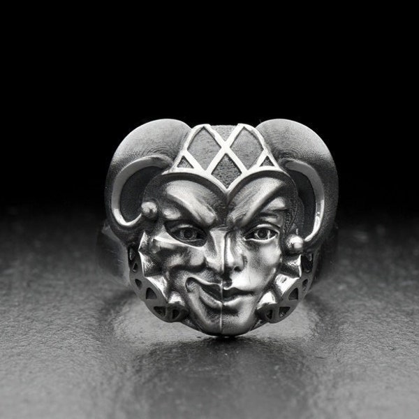 Sterling Silver Ring Jester, Fantasy Lovers Gift, Handmade Silver Ring, Jester Lovers Gift,Unusual Jewelry, Unusual Gift, Minimalist Ring