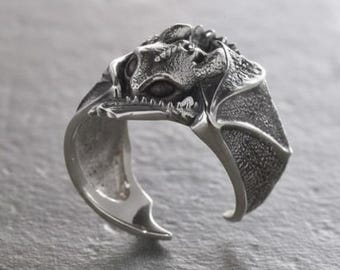 Sterling Silver Dragon Ring: Handmade Dragon Jewelry