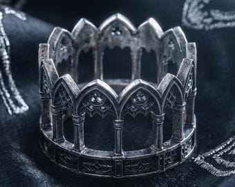 Sterling Silver Gothic Ring: Handmade Medieval Engagement Band