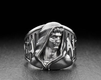 Sterling Silver Ring Head of David, Michelangelo Sculpture Ring, Modern Ring, Silver Ring David, Sculpture Ring, Handmade Jewelry