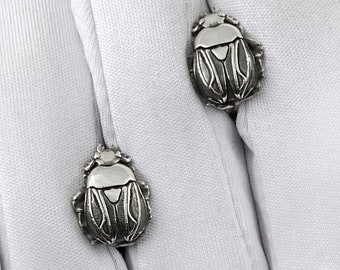 Handmade Sterling Silver Beetle Earrings: Insect Jewelry