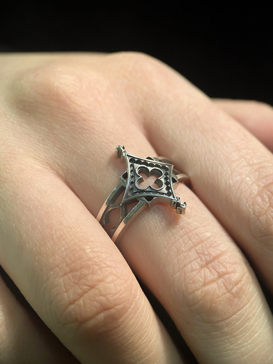 Sterling Silver Gothic Ring, Cathedral Ring, Handmade Sterling Silver Gothic Ring, Cathedral Ring, Handmade
