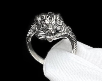 Sterling Silber Chinesischer Drache Ring: Handgemachter Fantasy Schmuck