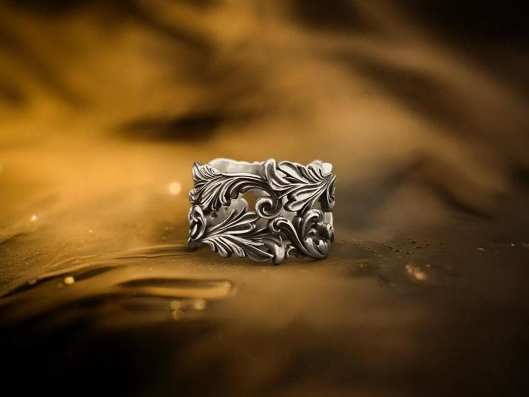 Silver Ring Patterned Patterned Sterling Silver Statement Ring: Handmade Art Lover Jewelry - Etsy