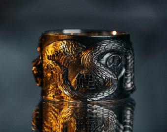 Sterling Silver Chinese Dragon Ring: Handmade Mythology Jewelry