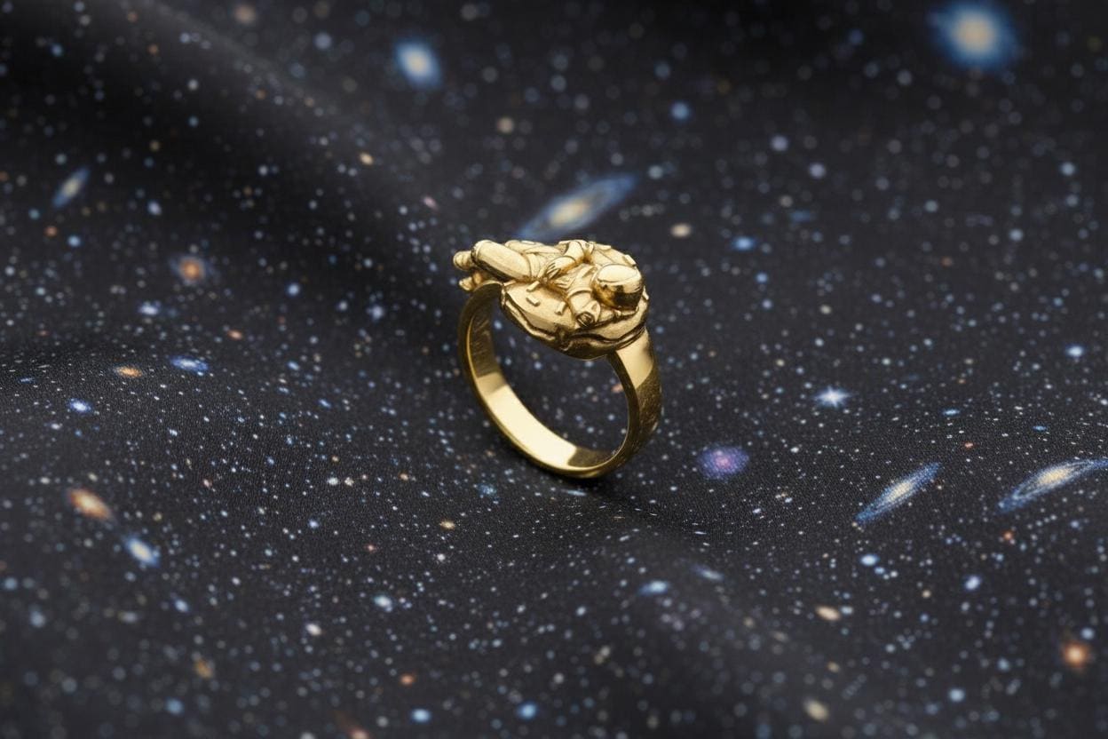 シルバーリング　宇宙飛行士 スターリングシルバー製宇宙飛行士ドーナツリング：宇宙好きのための