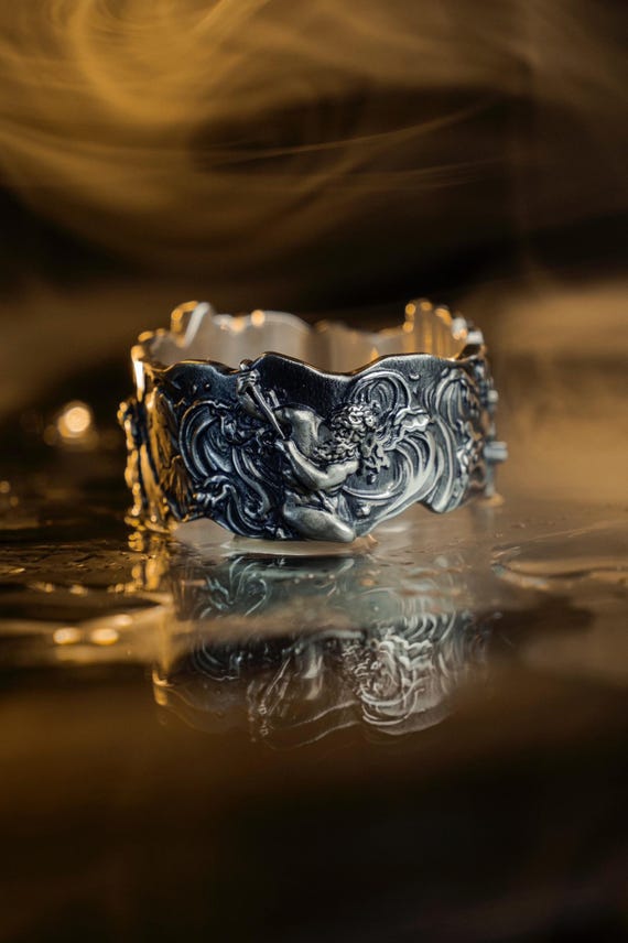 Sterling Silver Greek Gods Ring: Zeus, Poseidon, Hades Brutalist