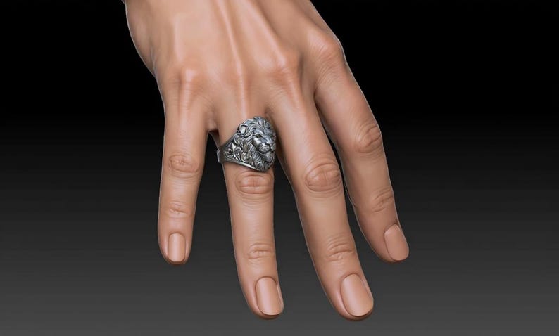 Sterling Silver Lion Ring: Handmade Animal Jewelry image 6