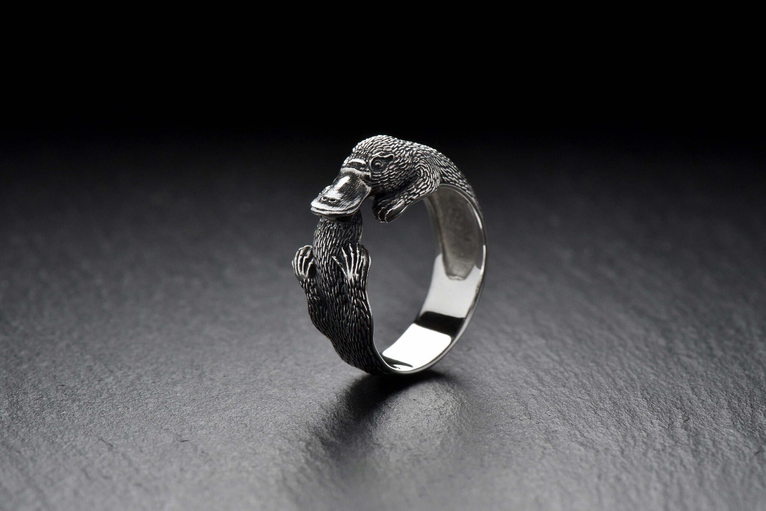 Sterling Silver Platypus Ring: Handmade Australian Animal Jewelry
