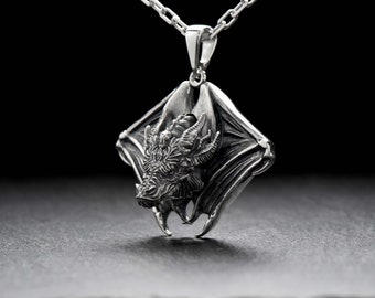 Ciondolo drago in argento sterling: collana vichinga fatta a mano
