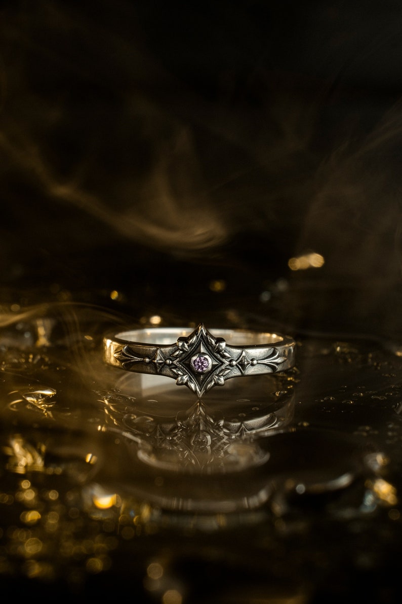 Sterling Silver Gothic Wedding Rings, Engagement Rings, Handmade Medieval Jewelry, Mens Ring, Unique Womens Gift, Wedding Set, Gift Idea
Sterling silver gothic wedding ring set

Custom gemstone gothic promise bands