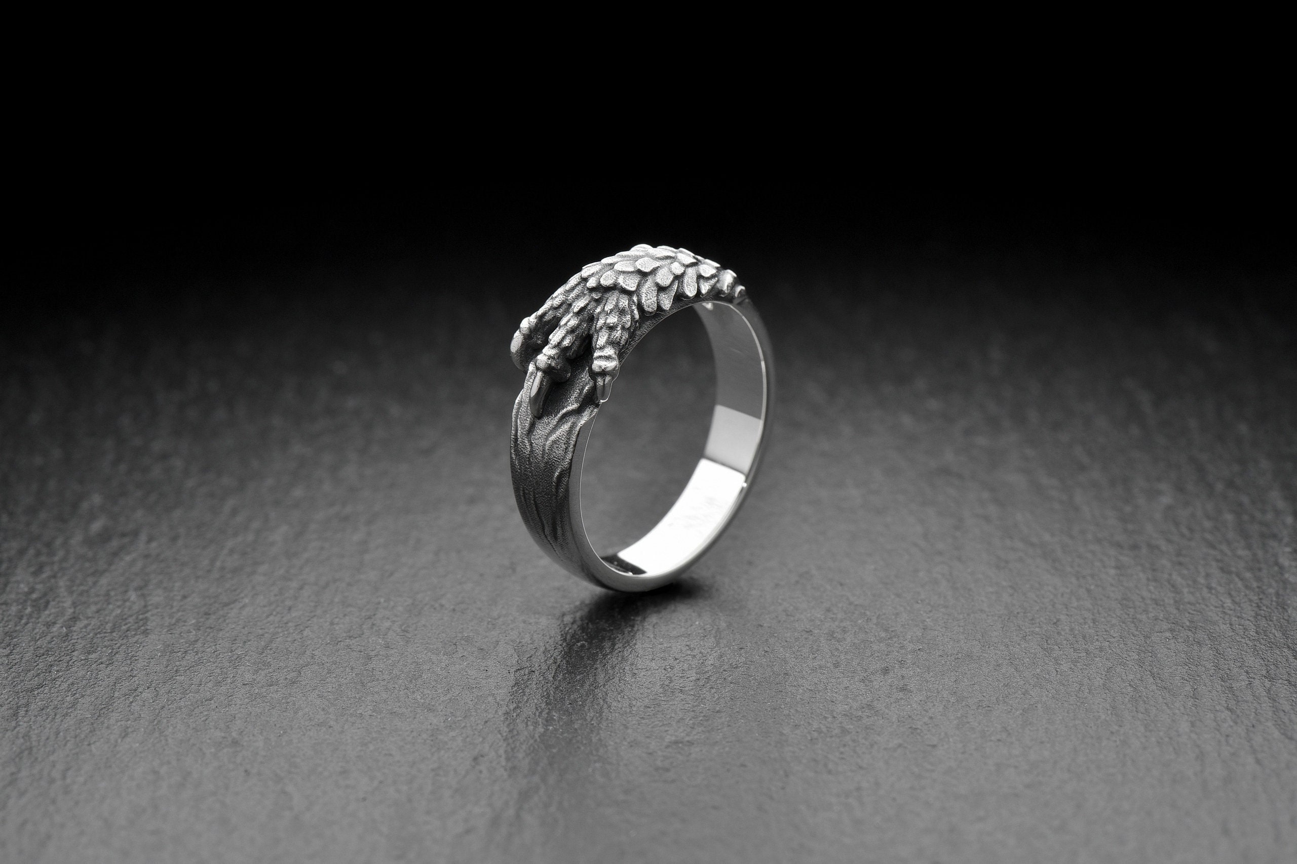 Sterling Silver Owl Paw Ring: Handmade Animal Jewelry