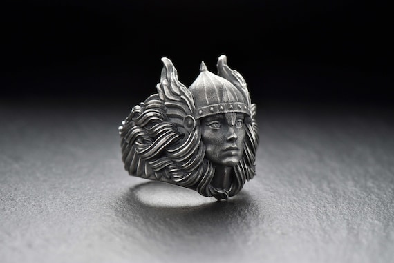 BySilverStone Handmade Sterling Silver Valkyrie Ring - Viking Slavic Mens Band Jewelry