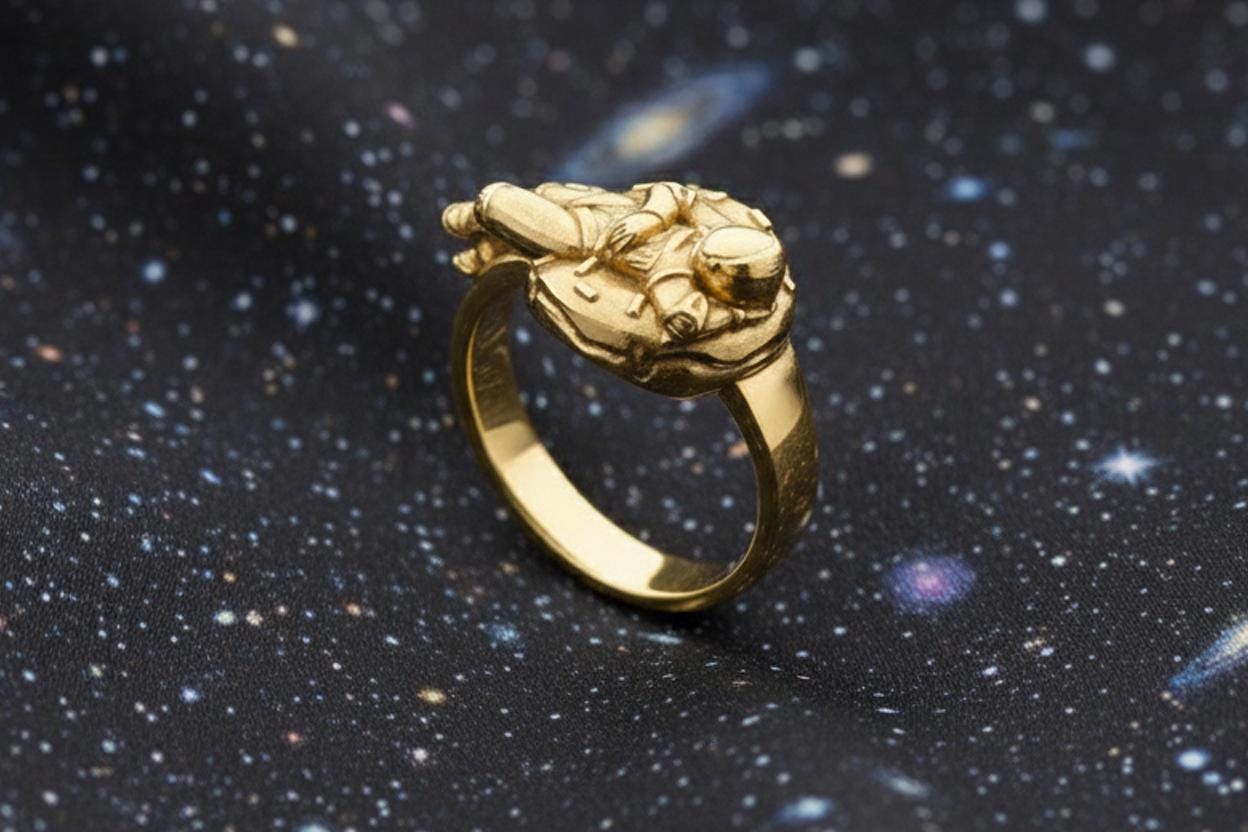 スターリングシルバー製宇宙飛行士ドーナツリング：宇宙好きのための