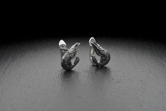 Silver shrimp earrings sale
