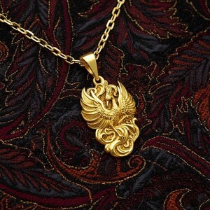 Ciondolo Fenice in argento sterling: collana ispirata alla mitologia, gioiello fatto a mano Gold Coating