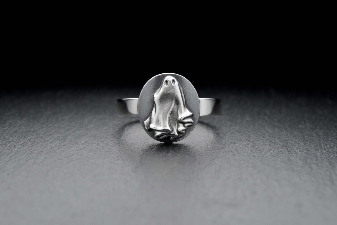 Sterling Silver Ring Ghost, Halloween Ring, Mystical Jewelry, Ghost ...