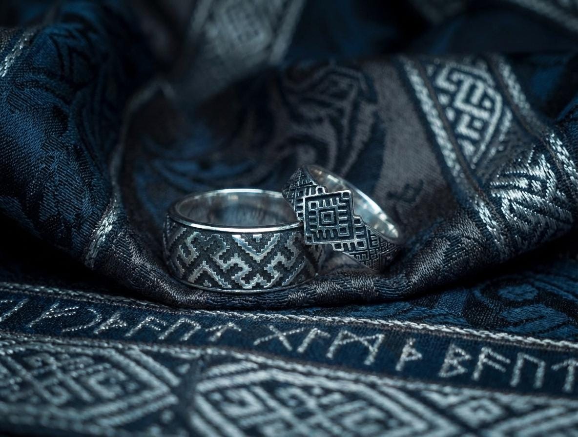 Sterling Silver Wedding Ring Set: Tribal Totem Matching Bands - Etsy