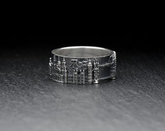 Sterling Silver London Skyline Ring: Handmade England Architecture Jewelry