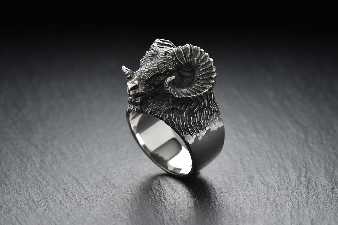 Handmade Sterling Silver Ram Signet Ring: Animal Totem Jewelry - Etsy